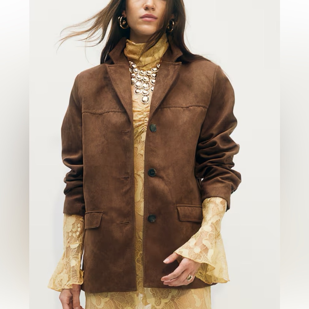 NWT 🏷️ H&M suede jacket (faux) - Picture 8 of 16